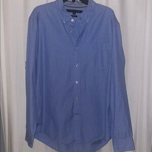 Tommy Hilfiger Blue Pattern Casual Button Down Shirt